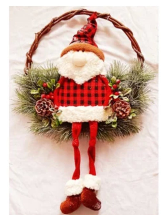 15.7X3.1X24.4"H, HANGING SANTA WREATH