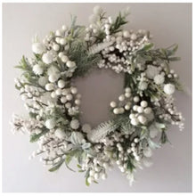  22"D, XMAS GREENS W/BERRIES/ORNAMENTS WREATH