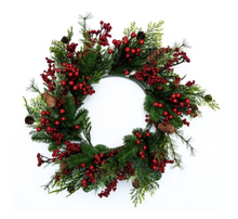  26"D XMAS GREENS W/BERRIES WREATH