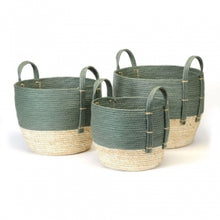  Round Maize Baskets Natural/Green