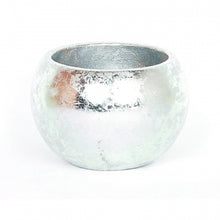  Rounded Silver Foil Concrete Pot 3"