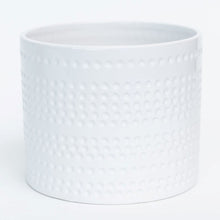  Shiny White Dolomite Container with Dotted Striped 6.5"