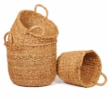  Straw Cylinder Baskets - (3 Sizes)