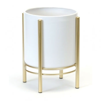 White/Gold Floor Planter